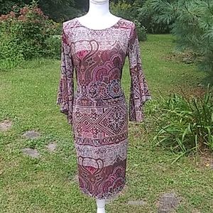 NEW Olivia Mathews Trumpet Sleeve Midi Dress